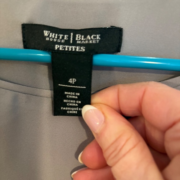 White House Black Market Taupe Layered Back Blouse - Picture 2 of 3